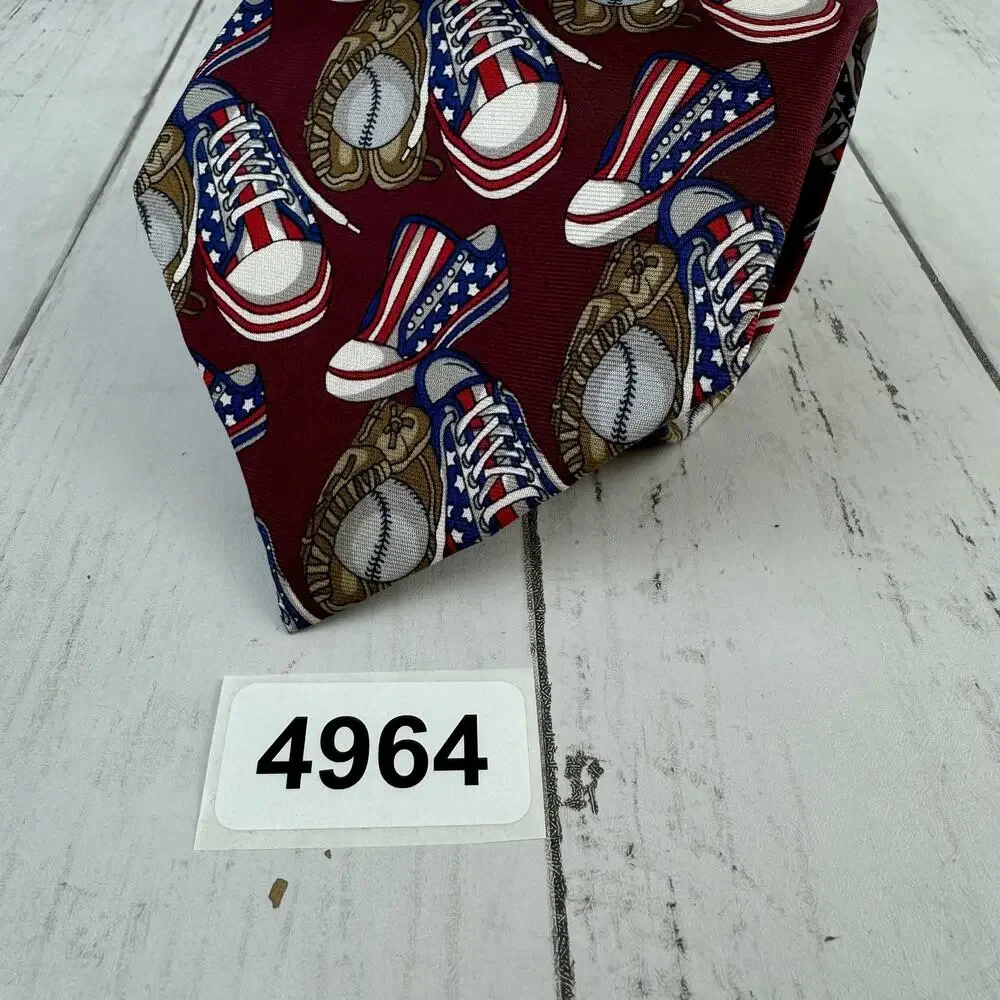 Don Loper Italian Silk Baseball American Sneakers Political Novelty Neck Tie USA